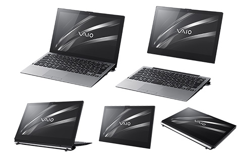 VAIO A12がタブレットモードやビューモードに切り替えられている写真
