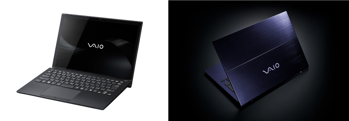 （左）法人向け「VAIO T work」（ファインブラック）、（右）個人向け「VAIO T｜勝色特別仕様」（勝色）